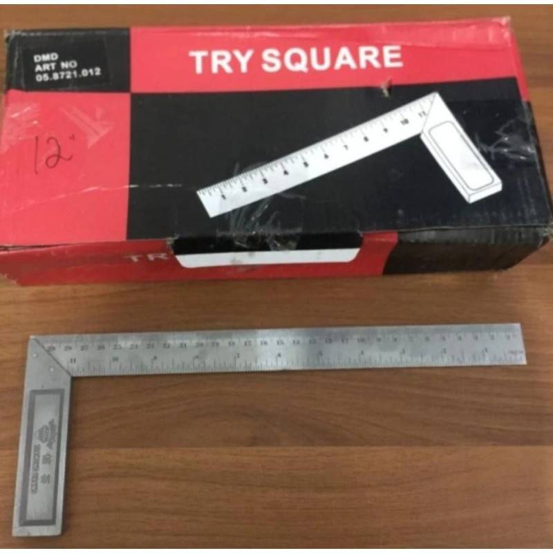 siku meter MURAH 12 inchi bagus penggaris siku tukang 30cm try square 12" siku sudut rol besi mistar