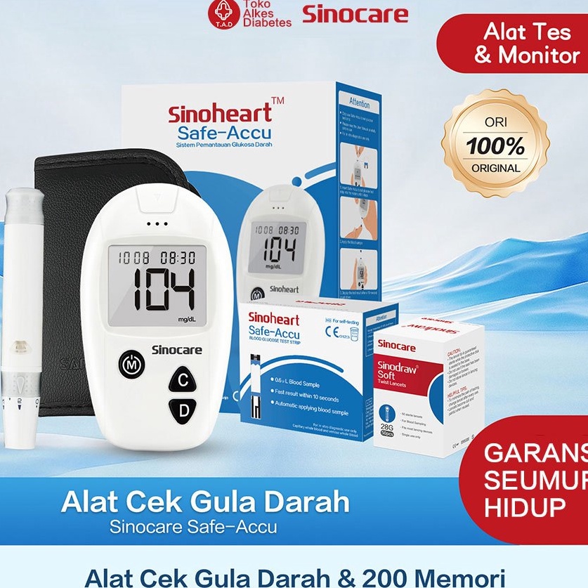Good Sale  Sinocare Alat Tes Gula Darah Safe Accu Instant BGM 2 Memori HCT 36