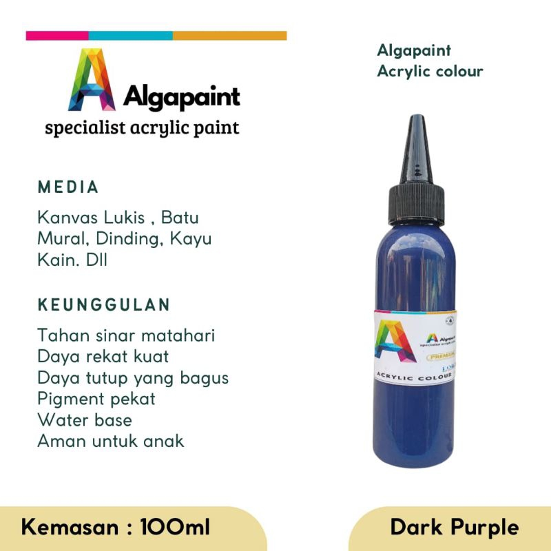 

Algapaint cat akrilik/cat lukis/cat mural/cat dinding/cat kayu/cat kain/cat sepatu