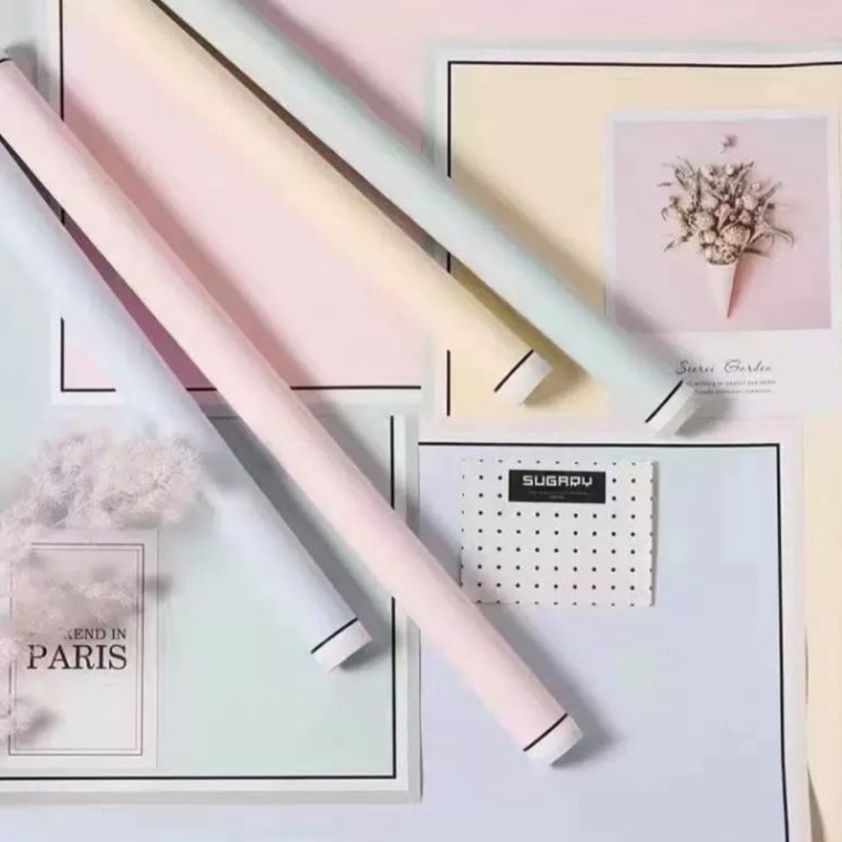 

Super Kualitas READY U788 Flower Wrapping Double Frame Cellophane Waterproof Kertas Buket Bunga Florsit Wrap 2 lembar