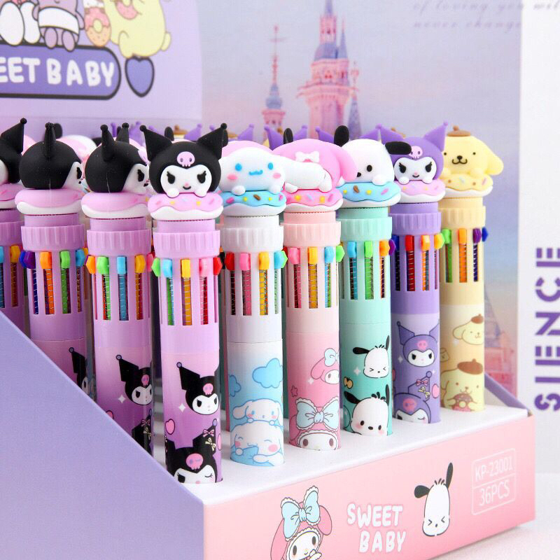 

Pena Pulpen 10 warna Colorfull Pen Motif Lucu Cute Sanri Kurom Cinnamo Stationery Alat Tulis