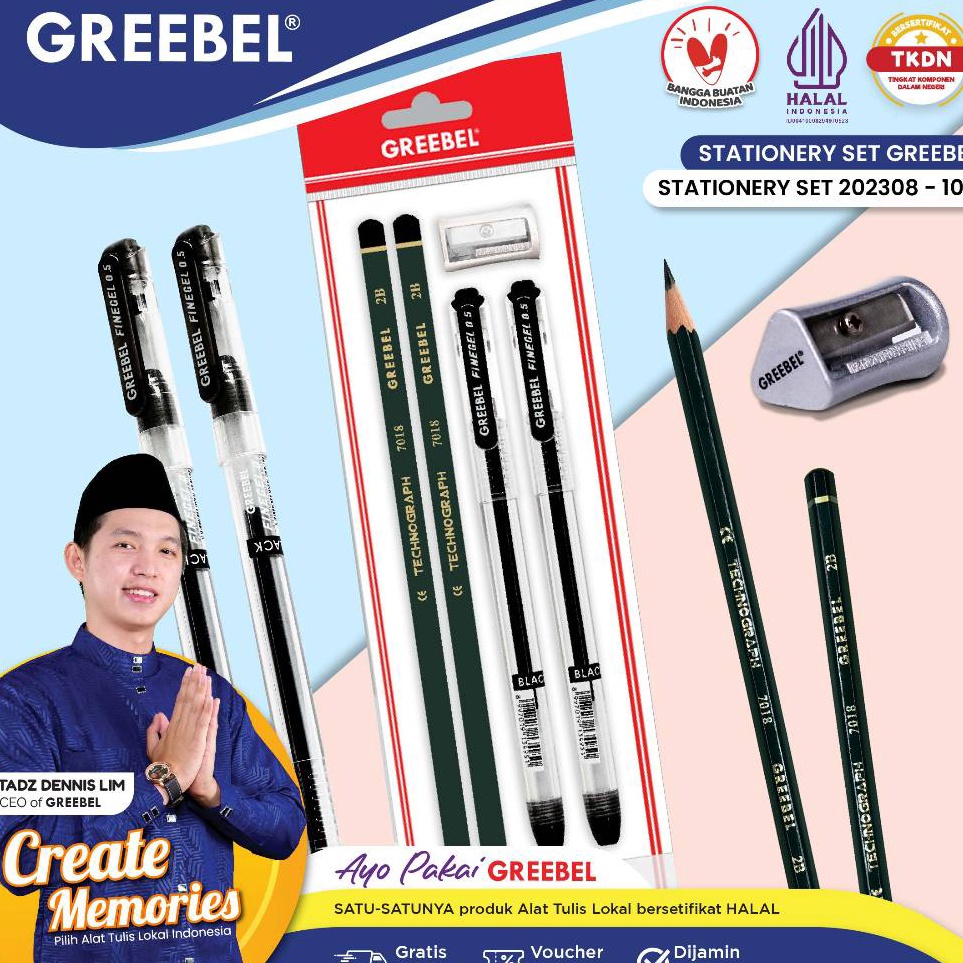 

Hadir Terbatas GREEBEL Pensil Pulpen Set Alat Tulis Anak Sekolah STATIONERY SET 223815 Stationery Set Paket Alat Tulis