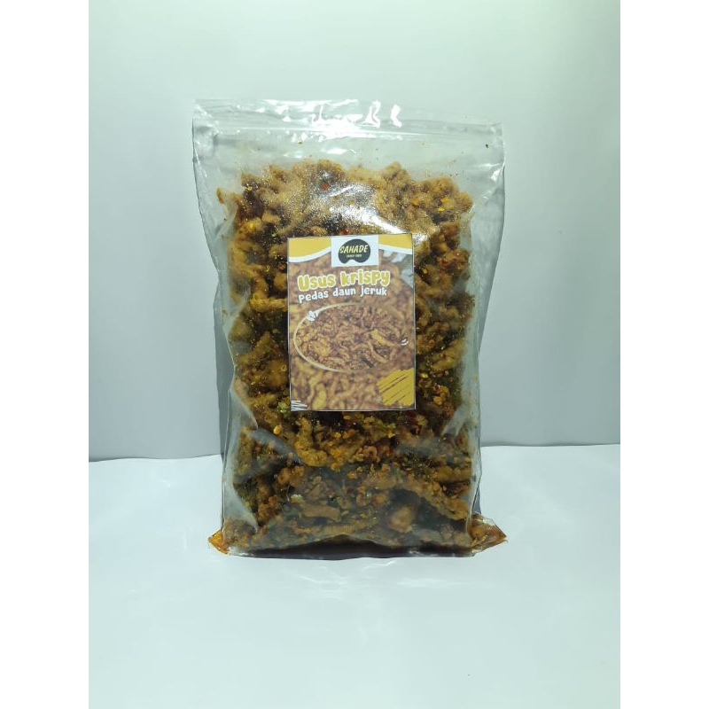 

Keripik Usus Crispy Pedas Daun Jeruk