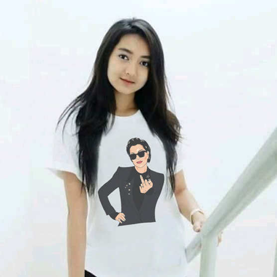 Casual Unisex Tshirt Kris Jenner Attitude Tshirt Bahan 100% Cotton White | Tangan Pendek & Tangan Pa