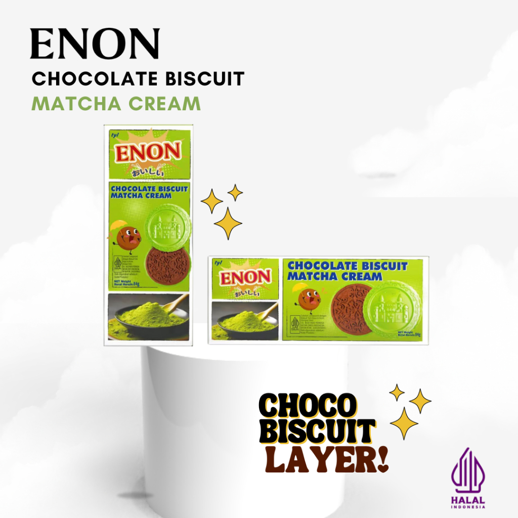 

ENON Chocolate Biscuits Matcha Cream 84gr Biskuit Cokelat Green tea Wafer