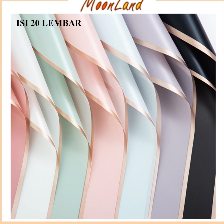 

Hemat Khusus 1 PACK ISI 2 LEMBAR Kertas Bunga Buket List Gold Emas Cellophane Flower Wrapping Pack List Gold