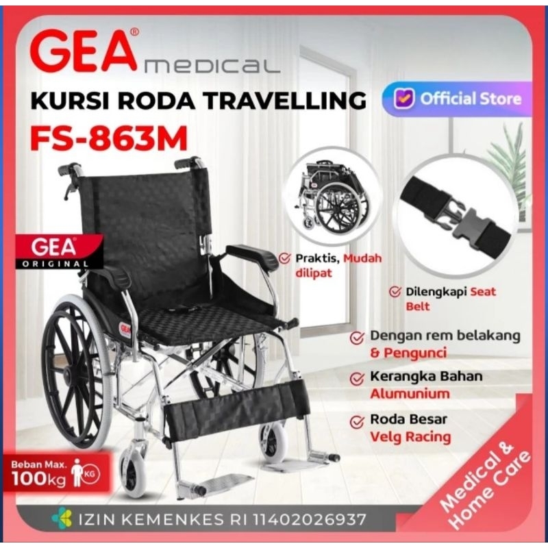 Kursi roda Gea 863 aluminium
