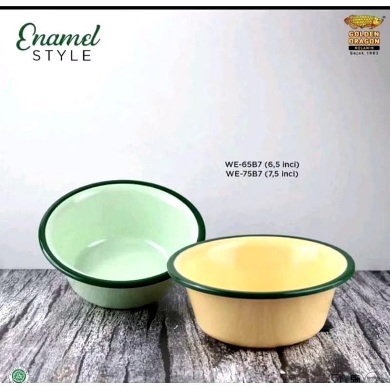 Mangkok Bulat Enamel 7,5 Inch - Melamine Golden Dragon WE-75B7