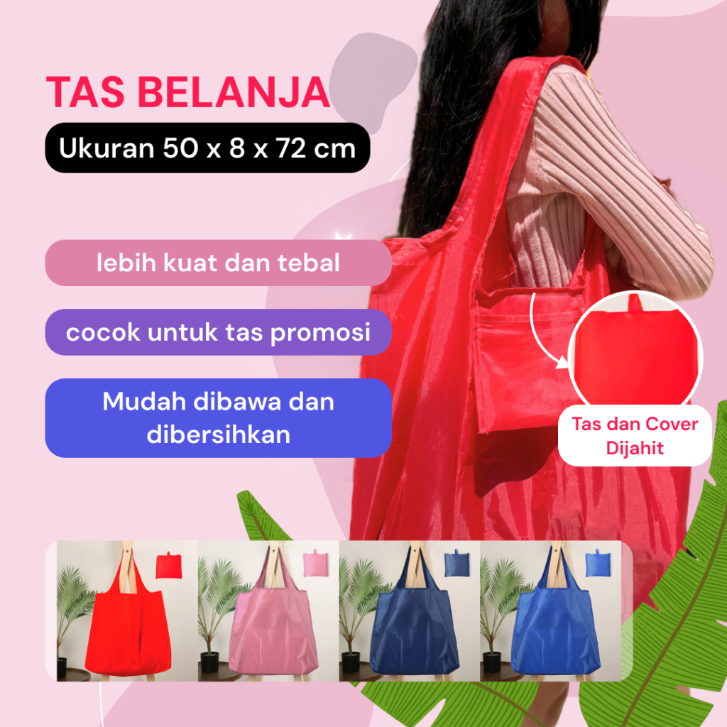 (BESAR) Tas Belanja Lipat Jumbo 50x72 | Tote Bag Parasut Extra Large Travel Shopping Bag Eco-Friendl