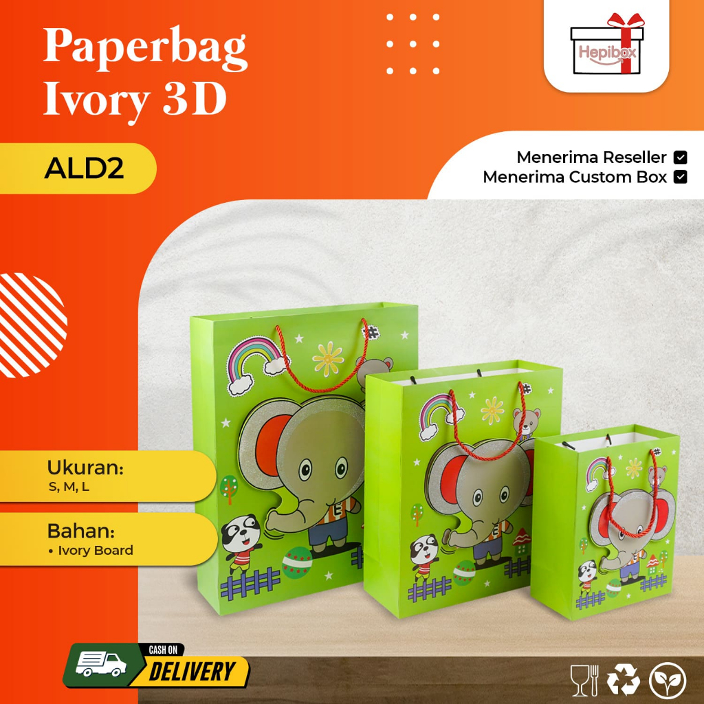 

Paperbag Motif 3D Animal / Paper Bag Karakter Animal / Tas Kado Souvenir Ulang Tahun