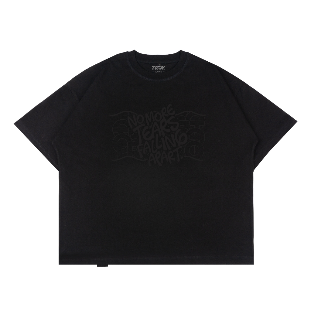 Troy Company Boxy Oversize Tshirt Black Wavy - Kaos Boxy Oversize Hitam Lengan Pendek MBD 2572
