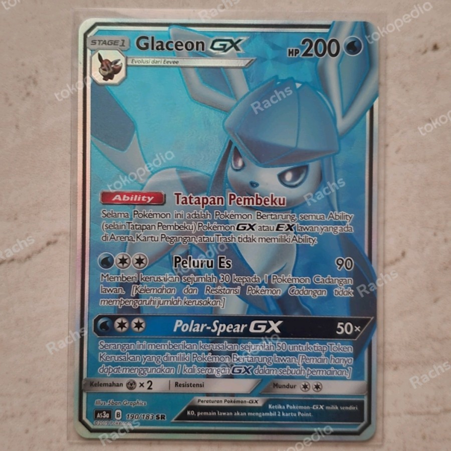 Glaceon GX SR (Full Art, AS3a, Secret Rare, Kartu Pokemon, Card, TCG)