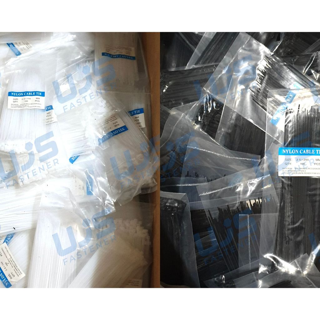 

Kabel Tis 2,7 x 250MM Panjang 25CM Hitam Putih Cable Ties Tali Strip Segel Plastik