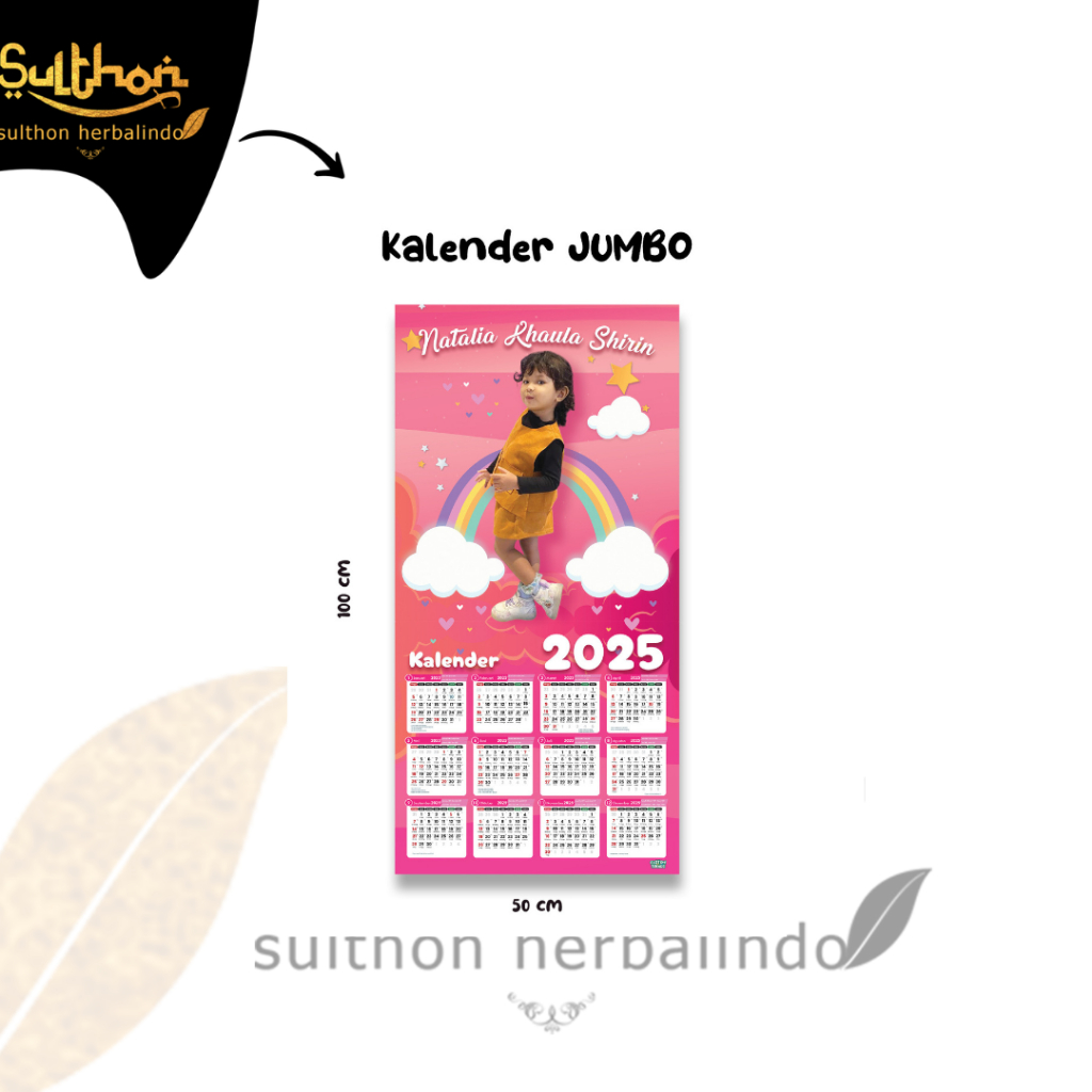 

Kalender Dingding 2025 Custom Nama + Foto Desain Modern Elegan Varain Merah Jambu