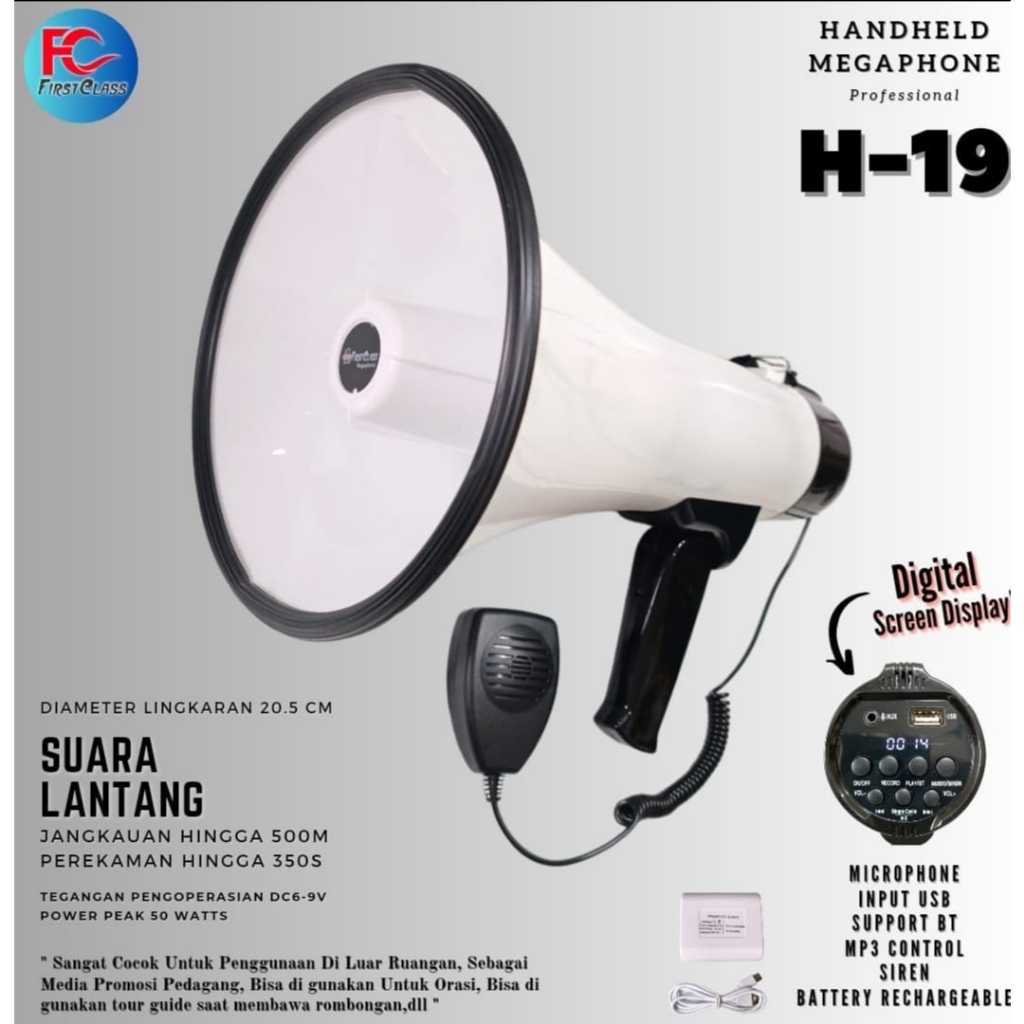 Megaphone FirstClass Handheld H-19 plus Microphone