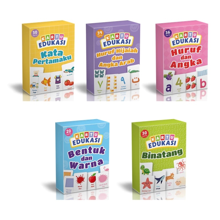 [Buku-BP] Flash Card Kartu Edukasi Kata Pertamaku Huruf Angka Bentuk Warna Hijaiah Binatang | Mainan