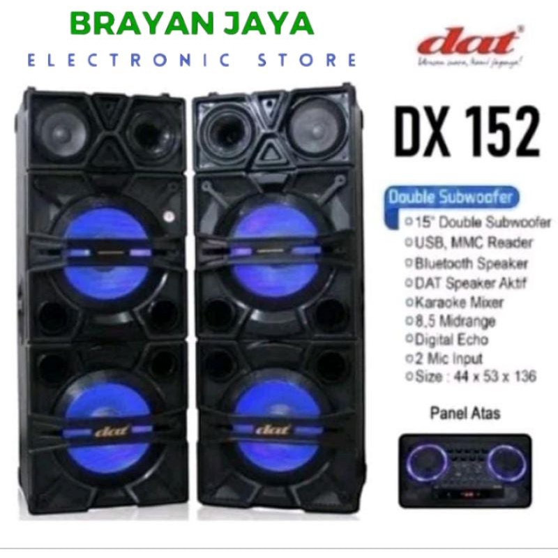 SPEAKER AKTIF DAT DX-152 SPEAKER BLUETOOTH DOUBLE SUBWOOFER UKURAN 15 INCHI DOUBLE
