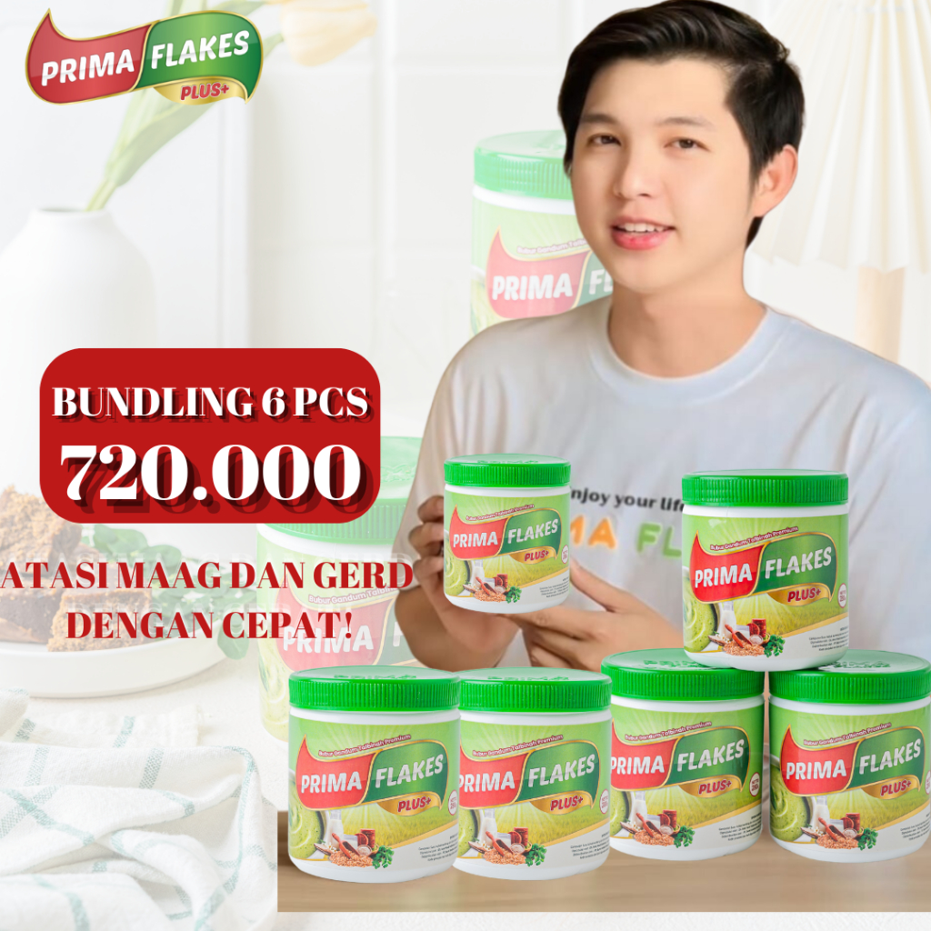 

PAKET 6 PRIMAFLAKES PLUS BUBUR SEREAL GANDUM TALBINAH BANTU ATASI GERD DAN ASAM LAMBUNG