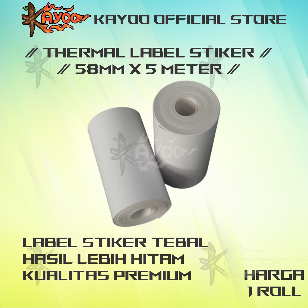 

KAYOO KERTAS LABEL DIRECT STICKER THERMAL 58MM X 5 METER TEBAL LABEL KERTAS STIKER THERMAL 57X30 58X30 57MM X 30MM KERTAS TERMAL STIKER PRINTER 58MM LABEL STIKER CONTINUOUS ROLL THERMAL STICKER 57X30 57 X 30 MM 5M