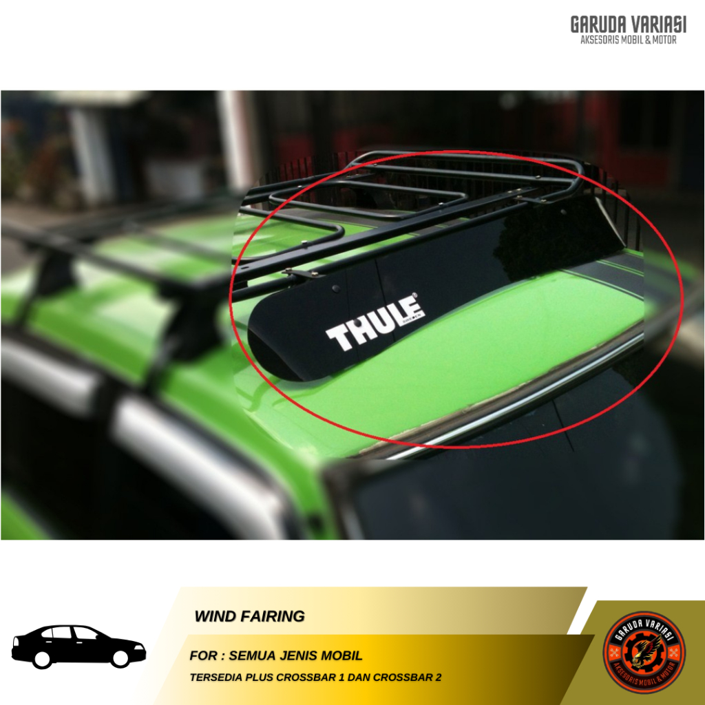 Wind Fairing Thule Mobil Universal Hitam Mengurangi Kebisingan Angin