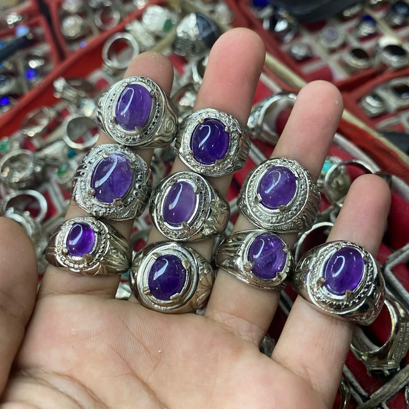Cincin batu kecubung kalimantan top natural 100% ring alpaka super