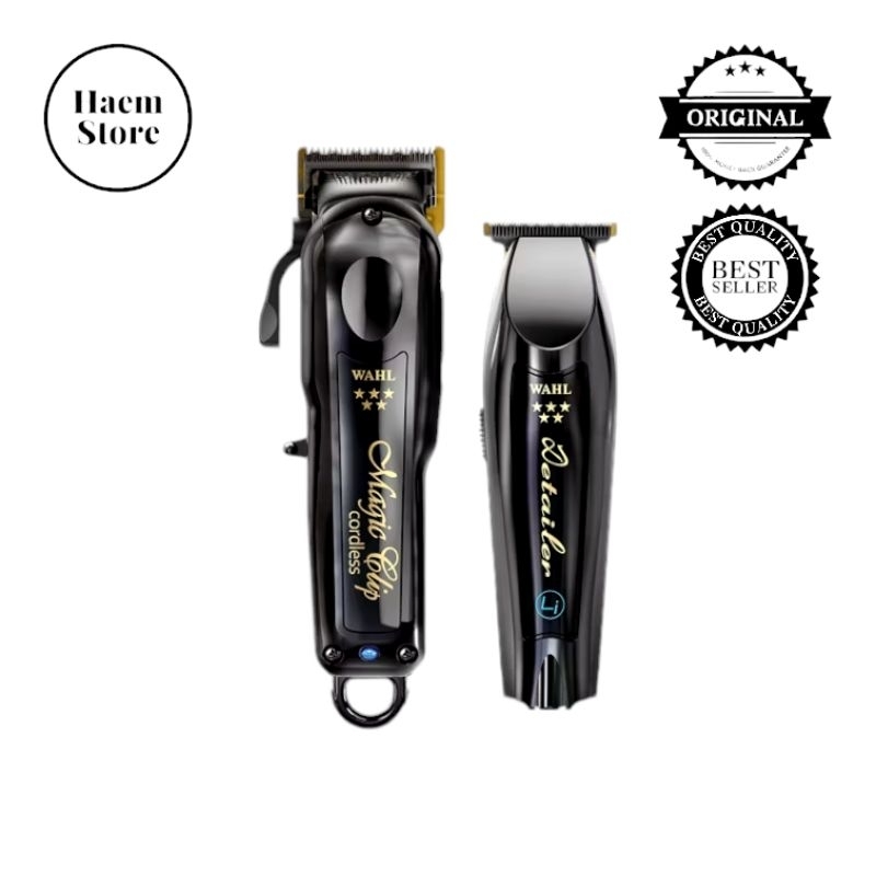 Wahl 5 Star Clipper & Trimmer Midnight Black Barber Combo Alat Cukur Rambut Professional