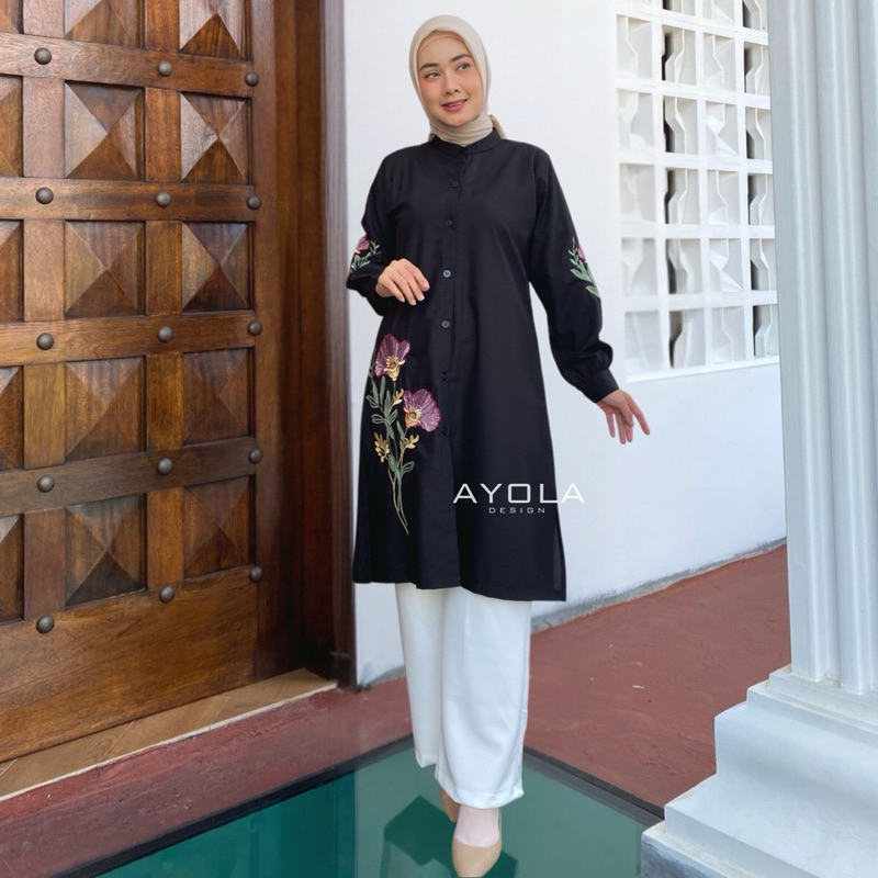 Tunik Wanita Motif Bunga Katun Toyobo Fodu Premium Terbaru