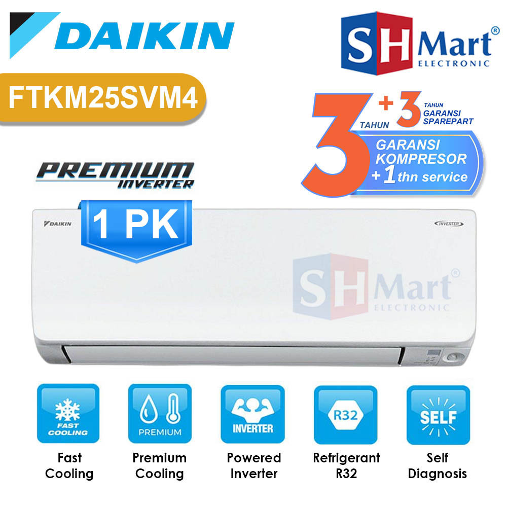 AC DAIKIN 1 PK INVENTER PREMIUM FTKM-25SV / FTKM25SV GARANSI RESMI (MEDAN)