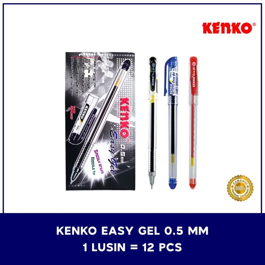 

Kenko Easy Gel Pen 0.5mm Warna Original (1 LUSIN) / Ballpoint Bolpen Pulpen Pen Gel Kenko Easy Gel 0.5mm Per Lusin