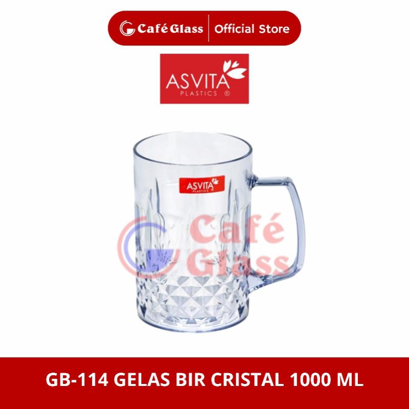 GELAS BIR BINTANG CLEAR 1L|GB114|CANGKIR KOPI AKRILIK GAGANG GA PECAH | ASVITA