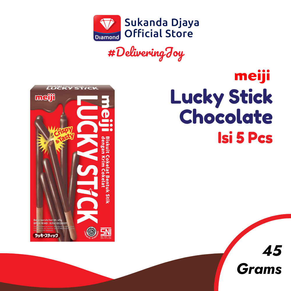 

Meiji Lucky Stick Biscuit Chocolate Snack Ringan 45 Gr [ISI 5 PCS]