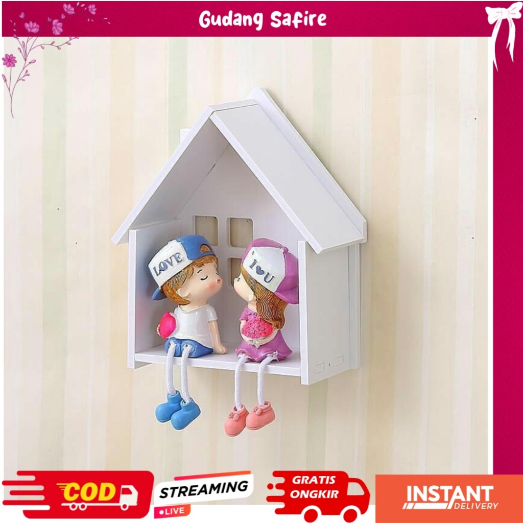 Rak Dinding Dekor Rumah / Rak Dinding Shabby Home / Rak Bentuk Rumah WPC