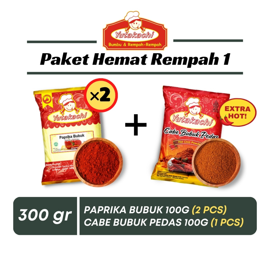 

[Paket Hemat] Rempah 1 Yutakachi ( Paprika bubuk (2) + Cabe Bubuk Pedas (1))