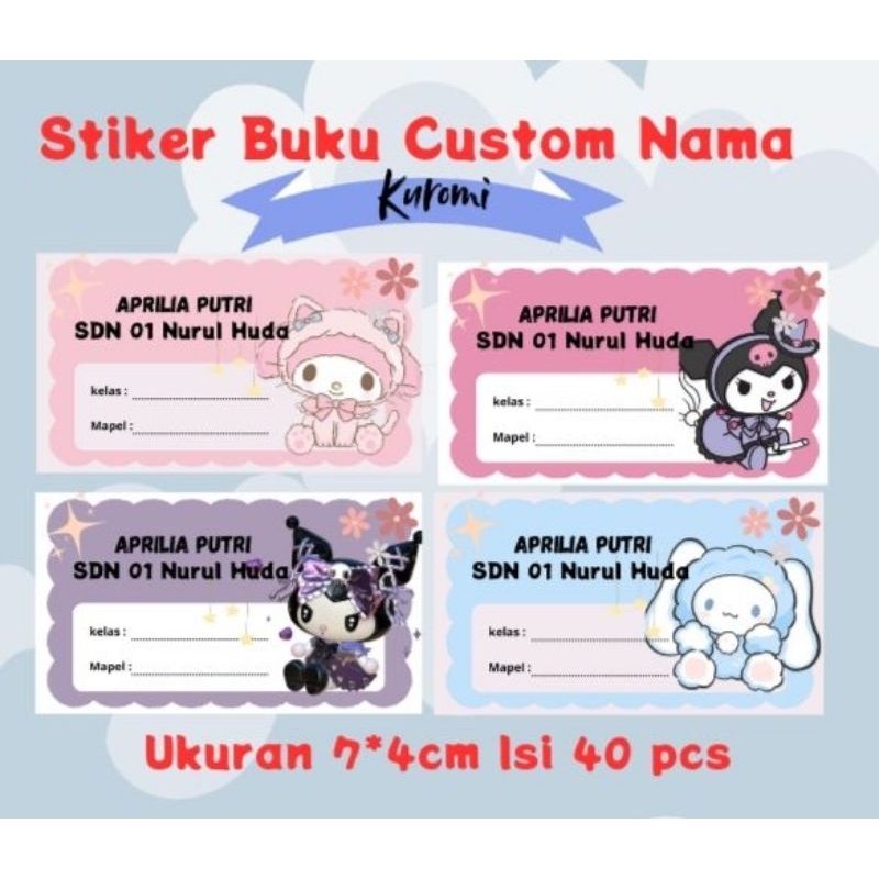 

TERBARU!! KUROMI - SANRIO & KAWAN-KAWAN / STIKER BUKU MATA PELAJARAN CUSTOM NAMA DAN SEKOLAH