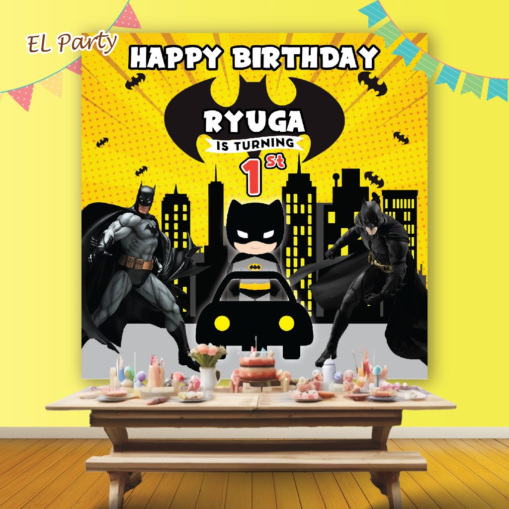 Banner Ulang Tahun BATMAN Spanduk Ultah Kostum Karakter Background Backdrop Dekor Birthday Party