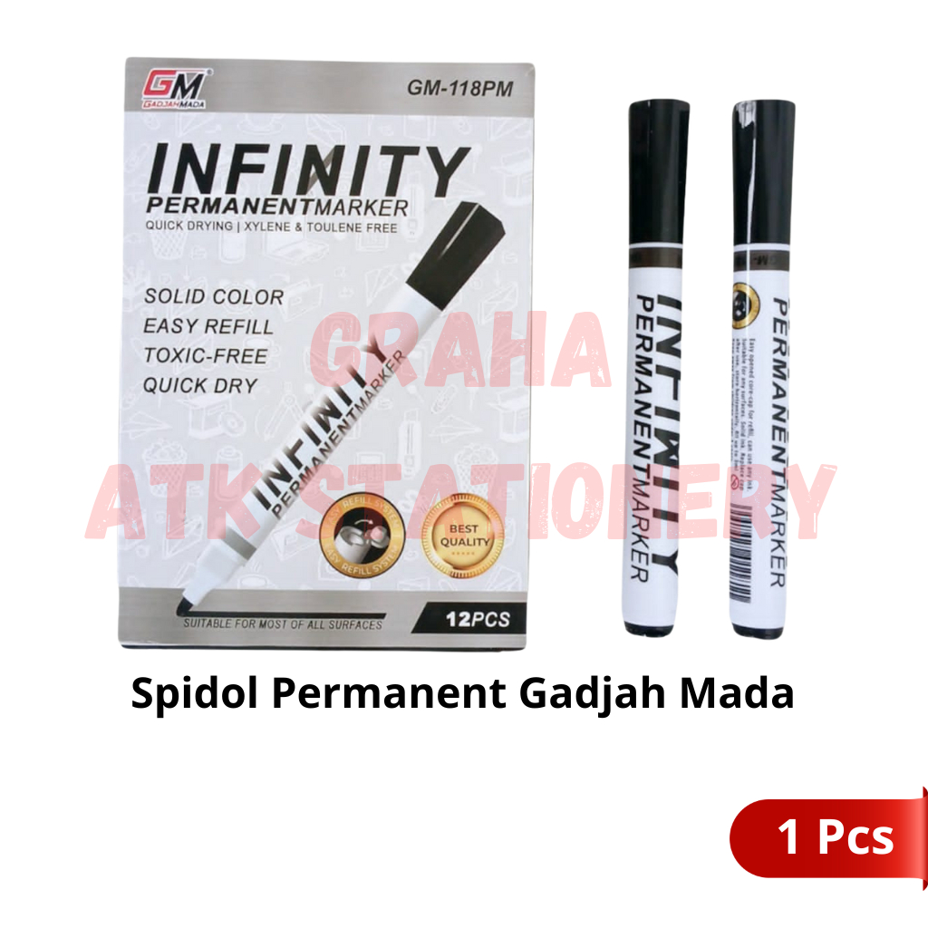 

[1 Pcs] Spidol Permanent Marker GadjahMada GM-118PM