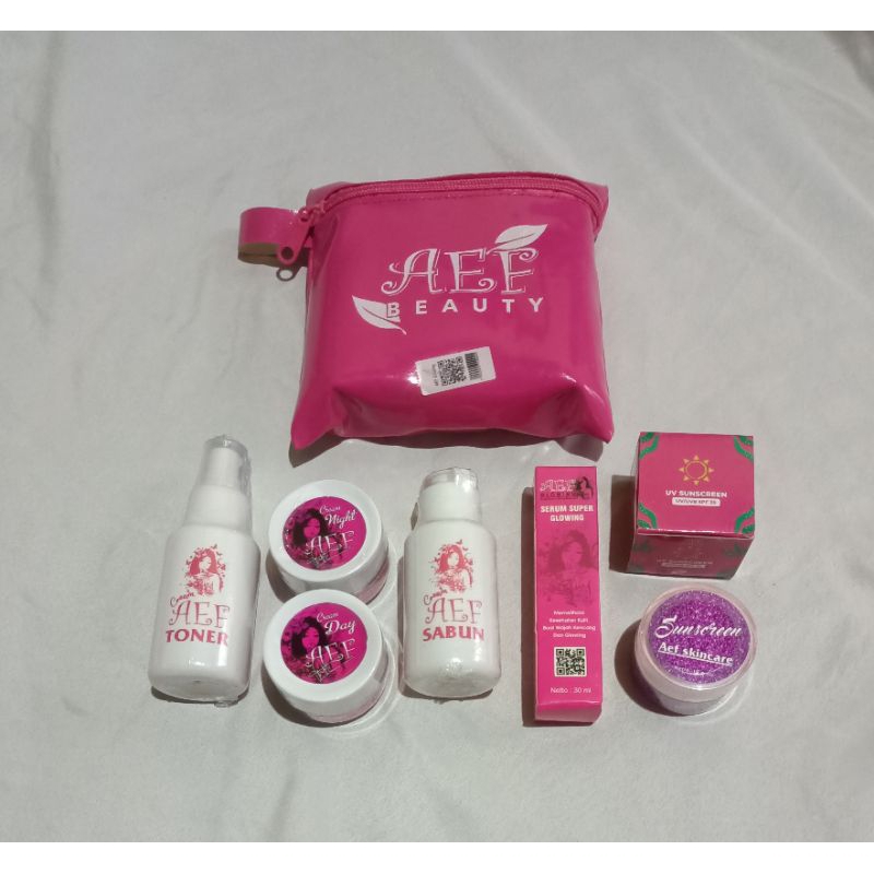 PaketKomplitSkincareAEF Sepaket Cream+Serum+Sunscreen 100% ORIGINAL BPOM BONUS Sabun Susu + Kapas Wa