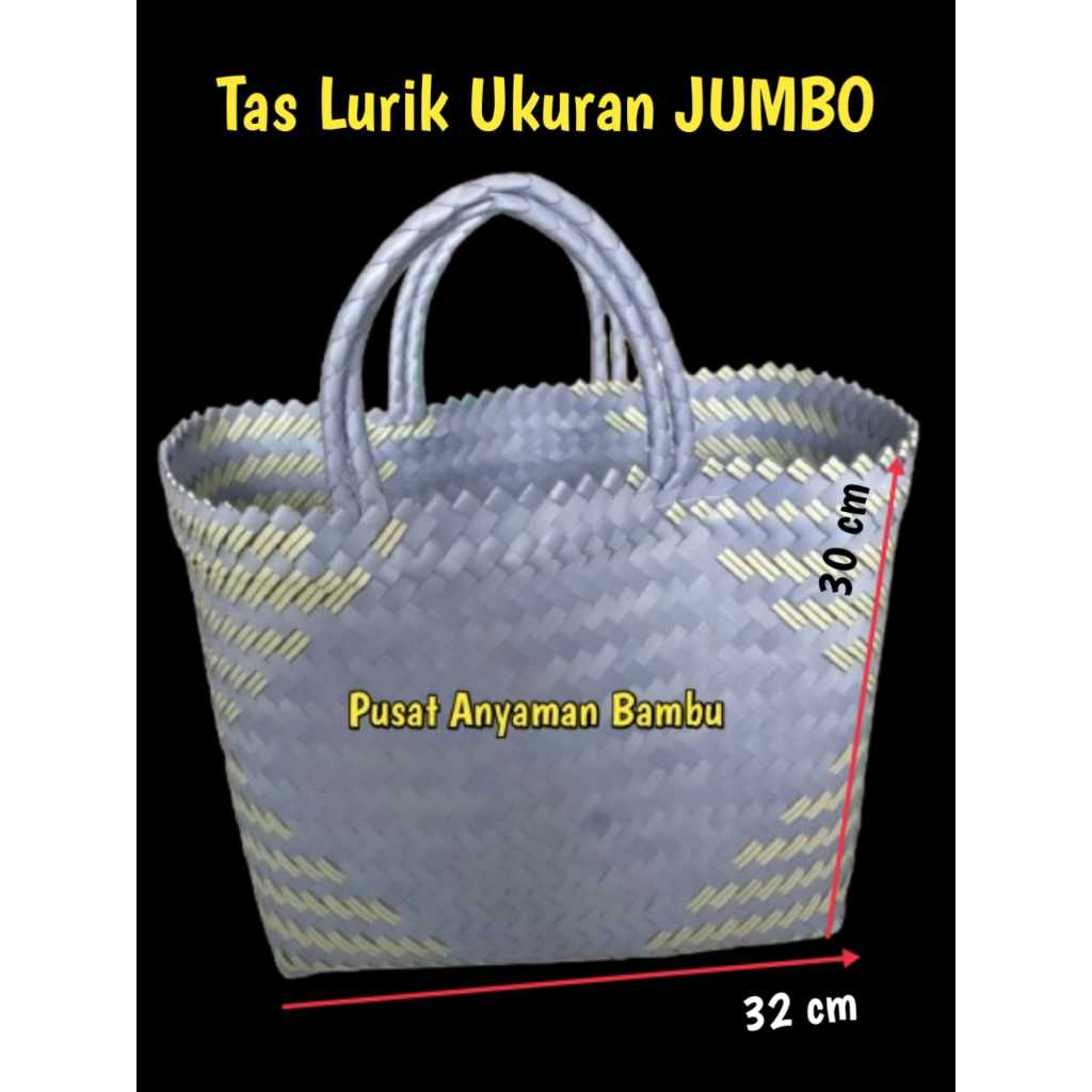 Tas anyaman Plastik Sintetis LURIK JUMBO tas belanjaan sayuran Warna RANDOM wadah bekal makanan