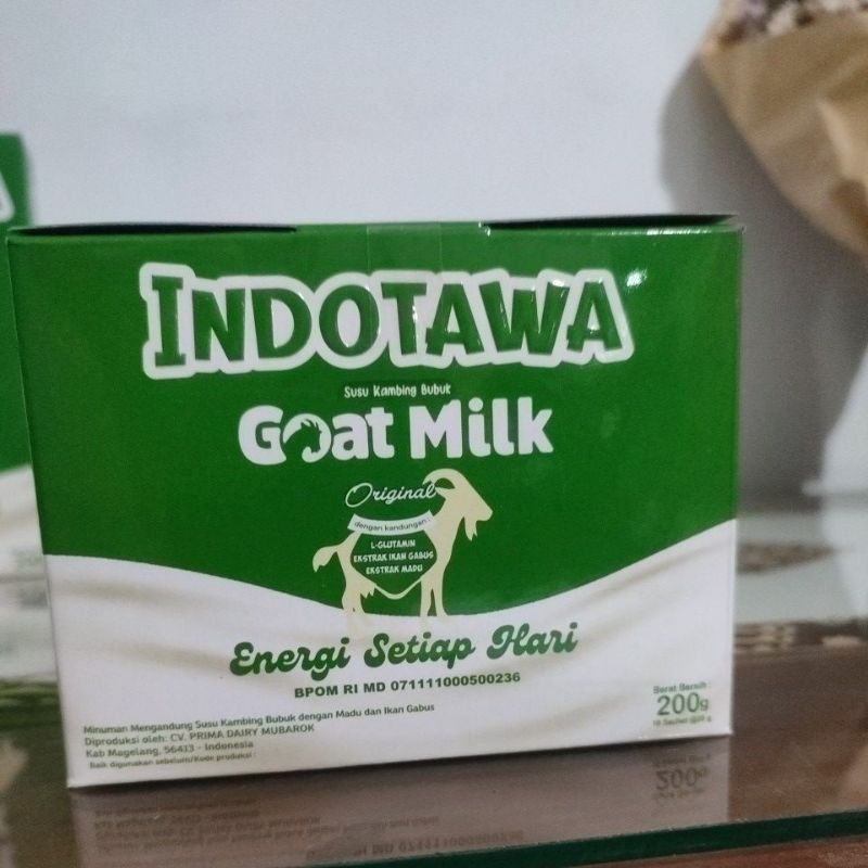 

SUSU KAMBING ETAWA | INDOTAWA GOAT MILK PLUS EKSTRAK IKAN GABUS | 1 box isi 10 sachet @ 20 gr.
