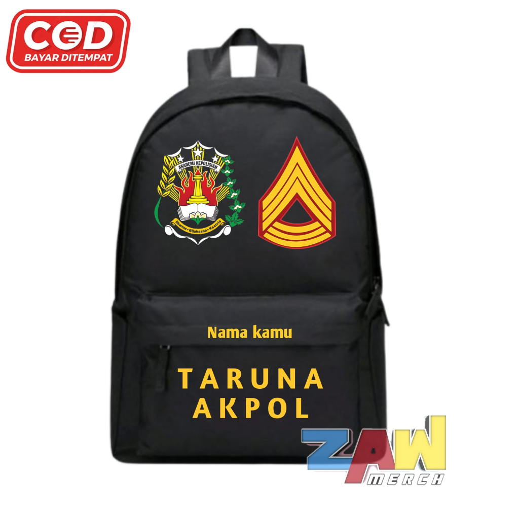 Tas Ransel Hitam Dewasa TARUNA AKPOL / POLRI Sekolah SD SMP SMA / Backpack Hitam Dewasa TARUNA AKPOL