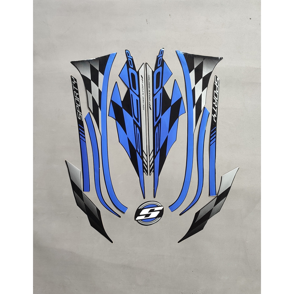 STRIPING STIKER MOTOR SCOOPY SPORTY 2018 CUSTOM BIRU BODY HITAM FULL BODY
