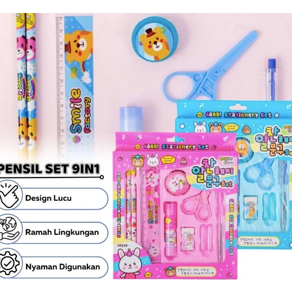 

Harga Puas Pensil Set 9in1 Karakter Lucu Paket Lengkap Alat Tulis Tutup Pensil Pulpen Penghapus Penggaris Rautan Lem Gunting Kertas Gambar kartun Imut Mini Stationery Character 9 Pcs ATK Perlengkapan Menulis Anak Sekolah Hadiah Kado Ulang Tahun Souven