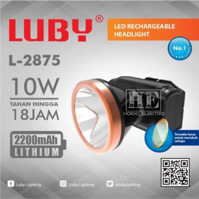 Senter Kepala Luby 2875 Headlamp Head Lamp Nyala Putih Kuning 10Watt / Senter Kepala Luby 10 watt