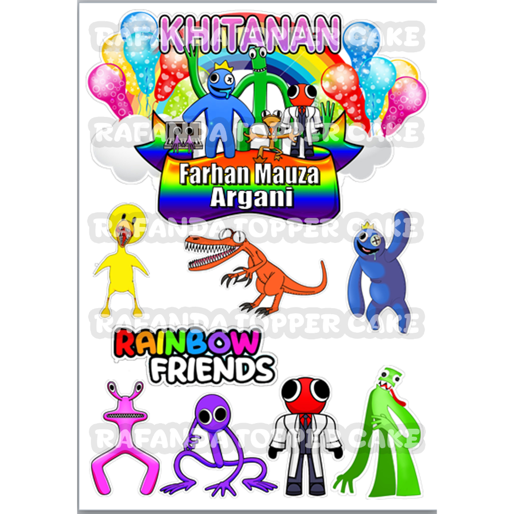Topper kue ulang tahun rainbow friends toper bolu ultah nama