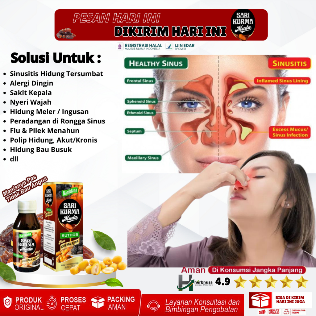 Obat Pilek Menahun, Obat Flu Menahun, Sinusitis, Hidung Tersumbat, Polip Hidung, Salesma, Alergi, Ob