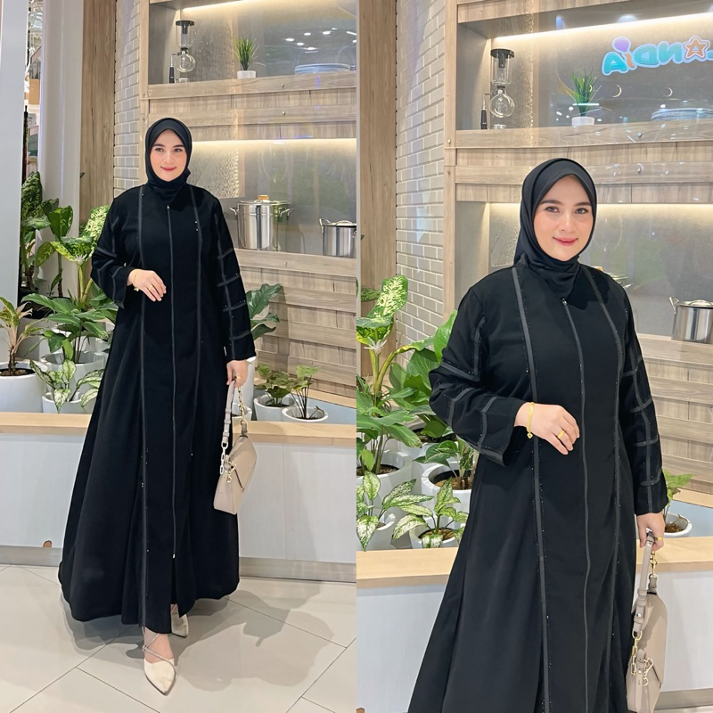 GAMIS ABAYA HITAM ARAB LIST AMEERA BUSUI FRINEDLY