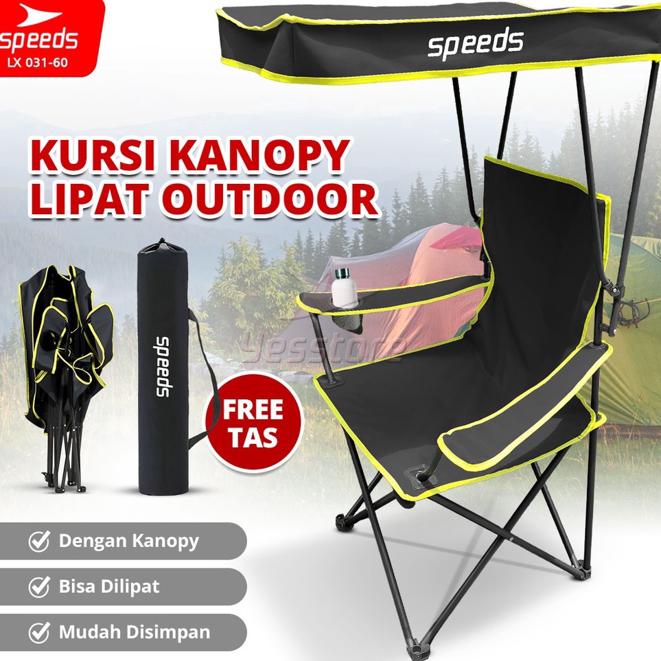Paket Pilihan  SPEEDS Kursi Lipat Outdoor Dengan Kanopi Portabel Canopy Folding Chair Camping Hiking