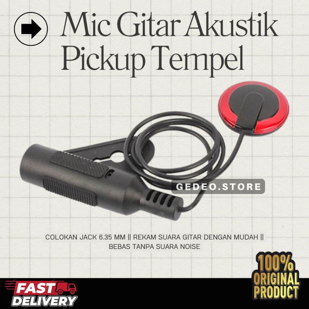 Mic Gitar Akustik Tempel Pickup Gitar Akustik ST-20 Merah Y3712