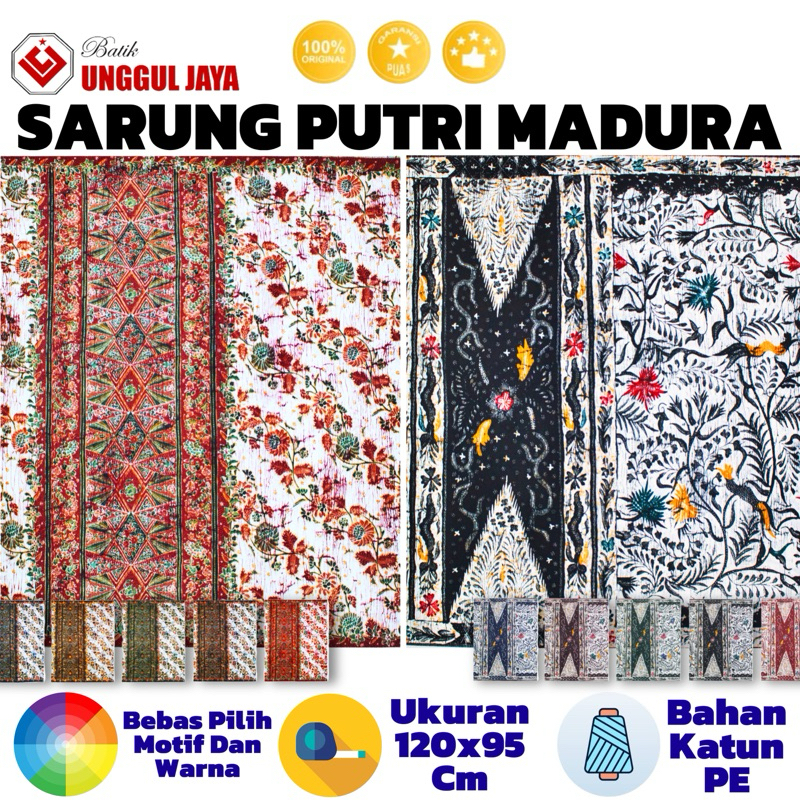 Sarung Batik Putri Madura Unggul Jaya Kain Tetoron Katun Jarik Wanita Pekalongan Sudah Jahit Baru