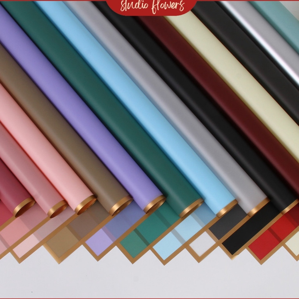 

Serba Terbaru 2 Lembar Kertas Buket Bunga List Gold Flower Wrapping Motif Line Colour Gold Waterproof Kertas Wrapping Cellophane KB1